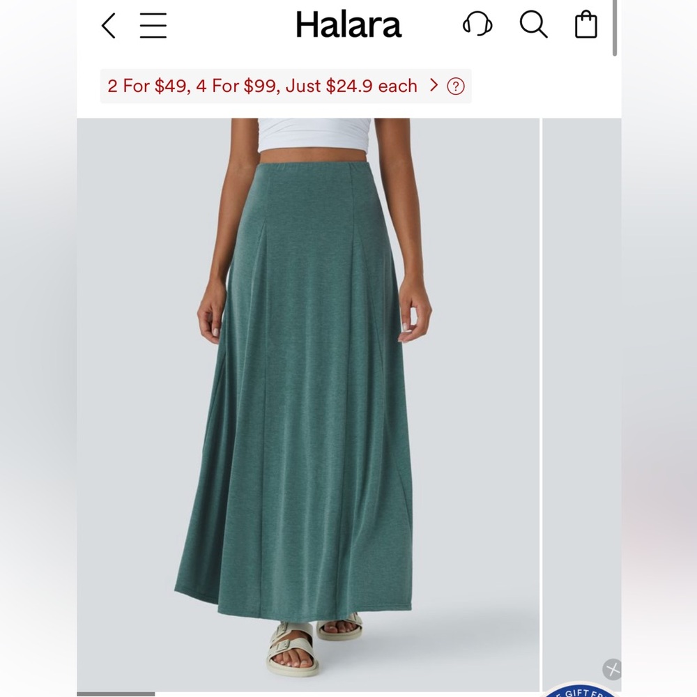 Halara High Waisted Side Zipper Maci Casual Flare Skirt - blue